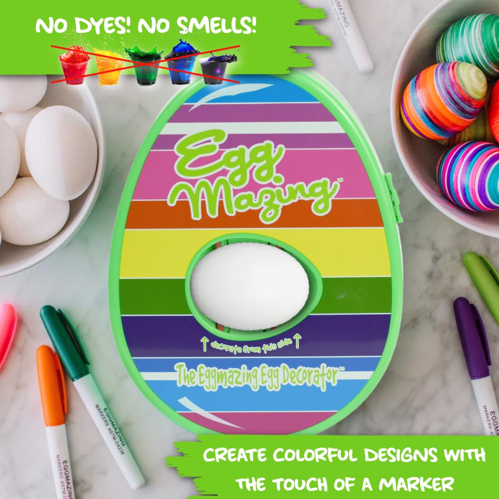 Eggmazing Egg Decorator Kit with Spinner & 8 Markers | Arts & Crafts for Ages 3+