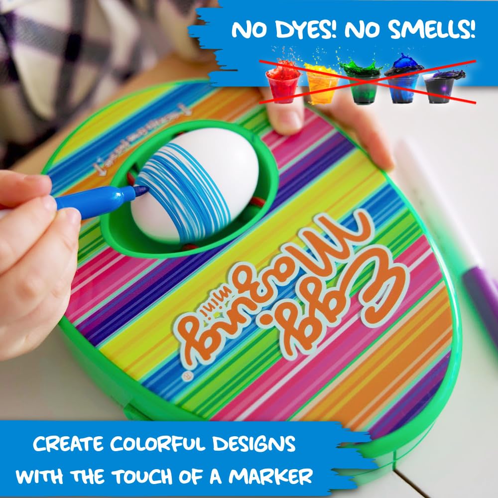 Eggmazing Mini Egg Decorator Kit | Spinner + 6 Markers | Mess-Free Egg Decorating for Ages 3+