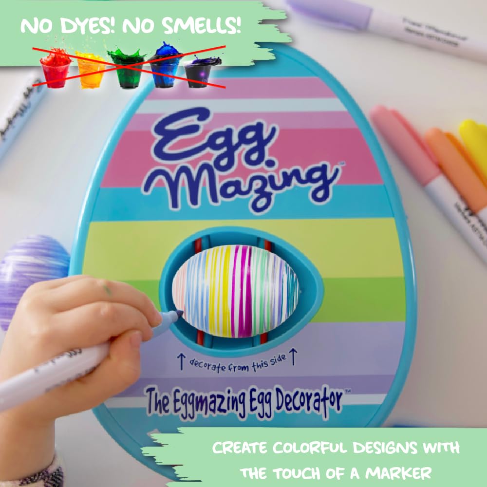 Eggmazing Egg Decorator Kit: Spinner & 8 Non-Toxic Markers for Mess-Free Egg Decorating