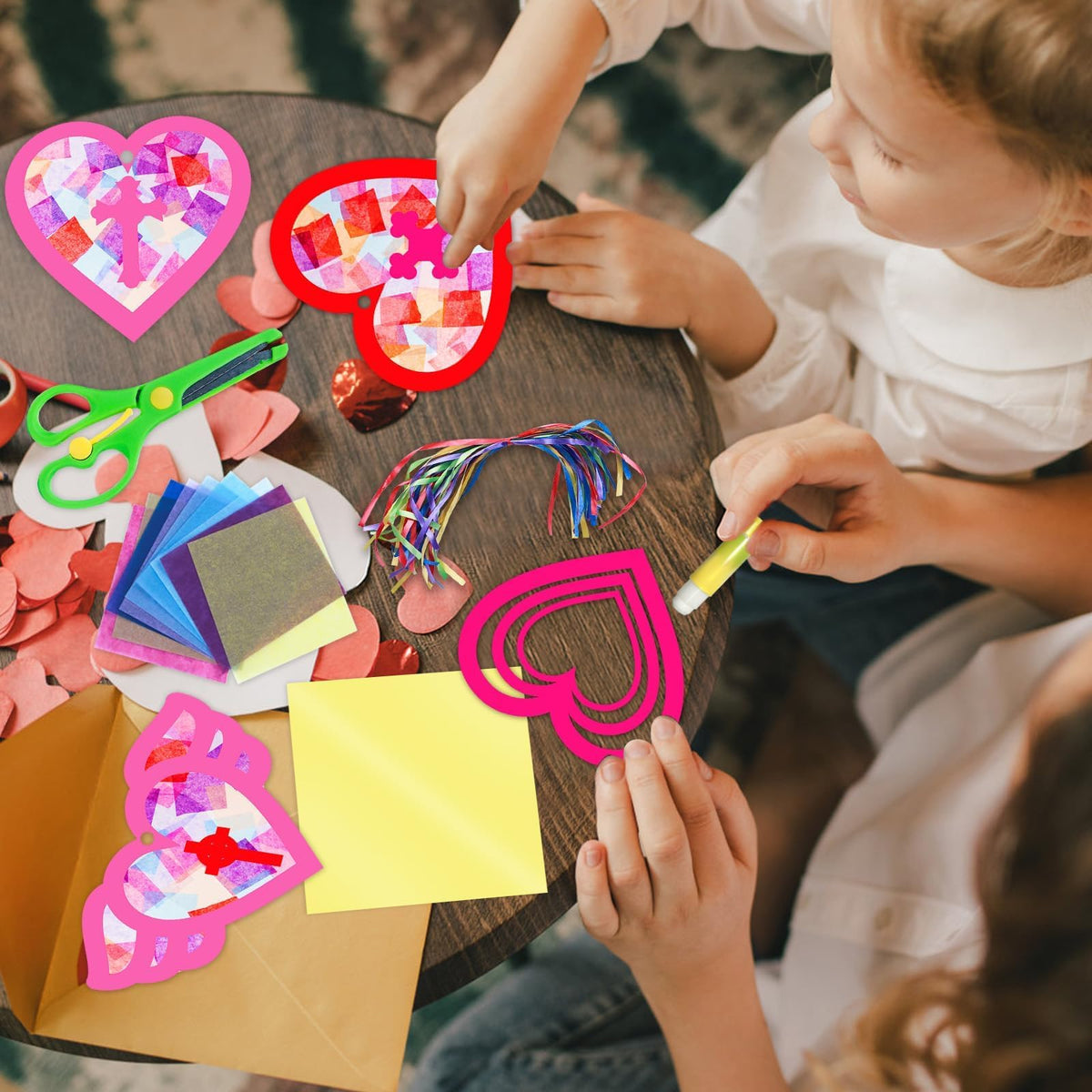 EggSun 36-Set Valentines Religious Suncatchers Craft Kit for Kids — Heart Window Art & Ornaments