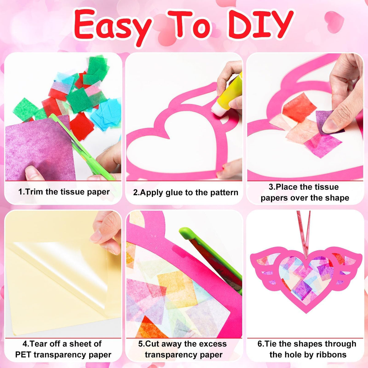 EggSun 36-Set Valentines Religious Suncatchers Craft Kit for Kids — Heart Window Art & Ornaments
