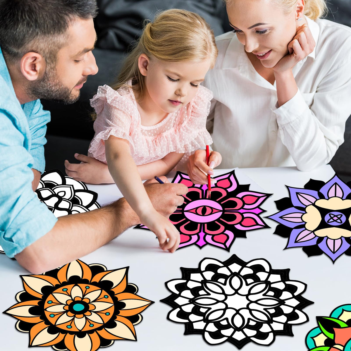 EggSun 48-Piece Mandala Velvet Coloring Posters Kit | Mess-Free DIY Art for All Ages