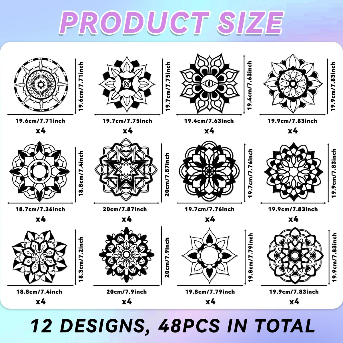 EggSun 48-Piece Mandala Velvet Coloring Posters Kit | Mess-Free DIY Art for All Ages