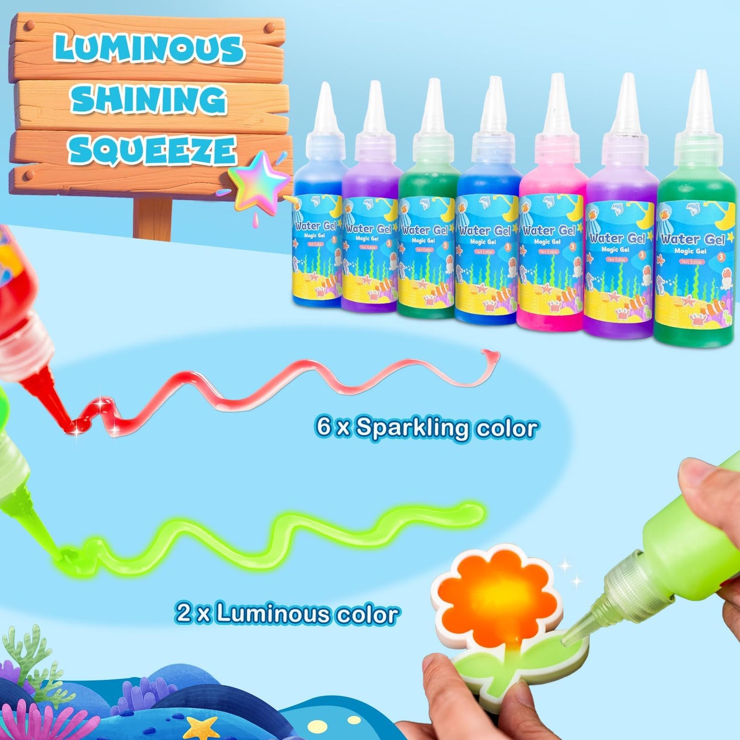 EggSun Magic Water Elf Toy Kit — 20 Molds, 20 Colors Gels, DIY Aqua Fairy Craft for Kids