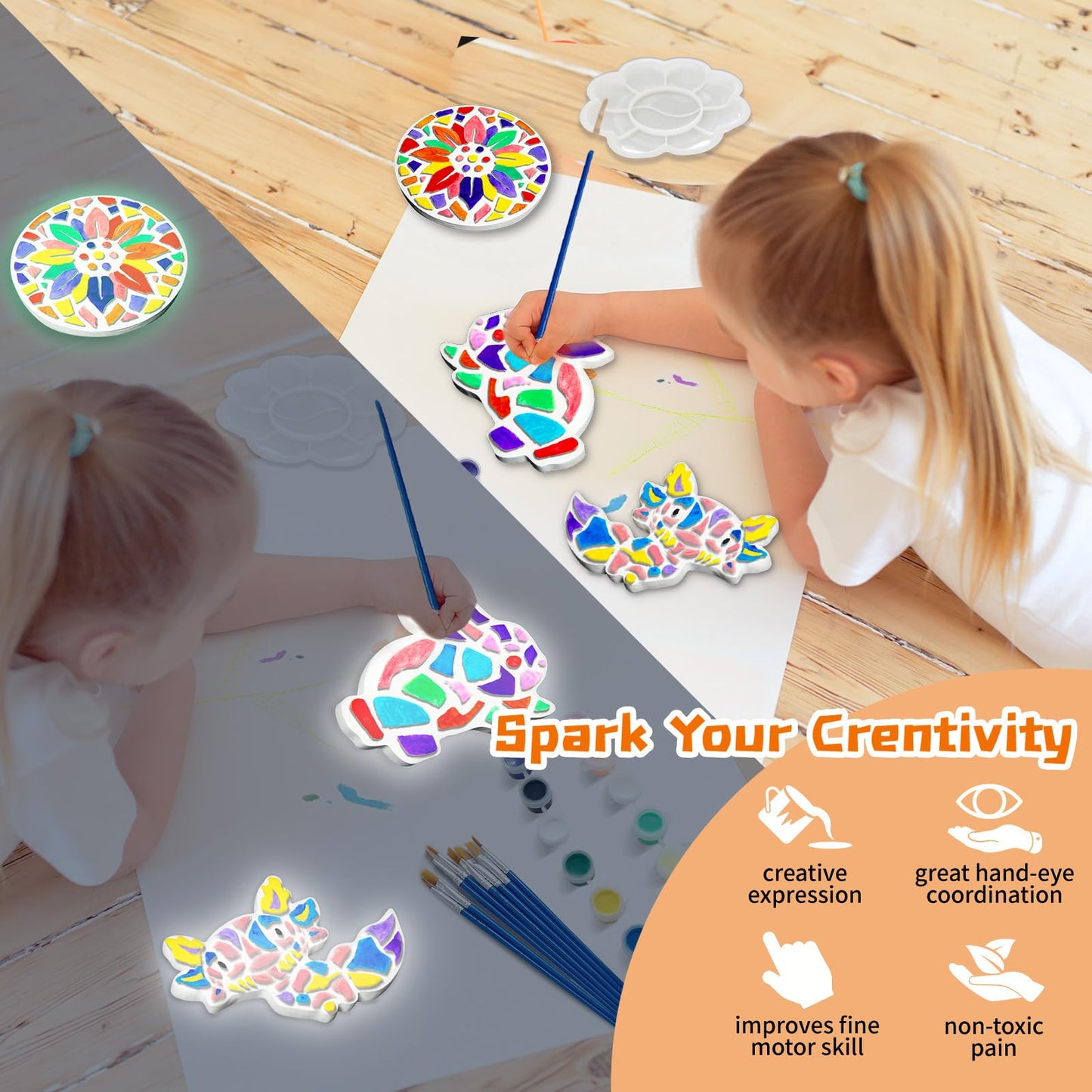 EggSun 8-Piece Stepping Stones Painting Kit for Kids – Outdoor Glow-in-the-Dark Mosaic Art