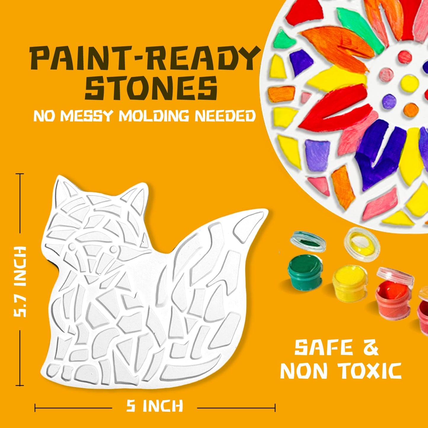 EggSun 8-Piece Stepping Stones Painting Kit for Kids – Outdoor Glow-in-the-Dark Mosaic Art