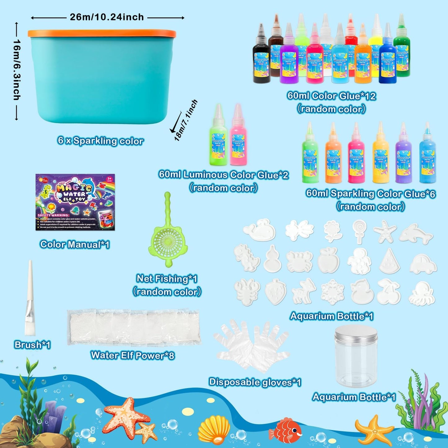 EggSun Magic Water Elf Toy Kit — 20 Molds, 20 Colors Gels, DIY Aqua Fairy Craft for Kids
