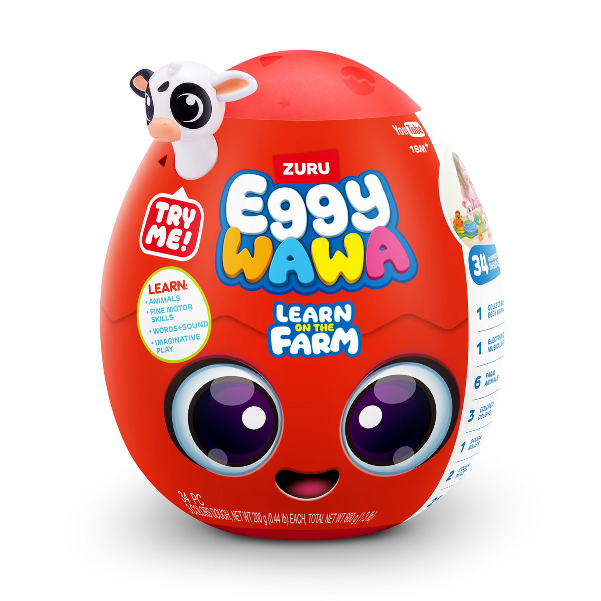 Eggy Wawa Learn on The Farm by ZURU – Pre-K Interactive Toy with Music & 34 Surprises