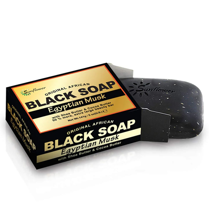 Difeel Original African Black Soap Purifying & Rejuvenating for All Skin Types 5 oz | Egyptian Musk