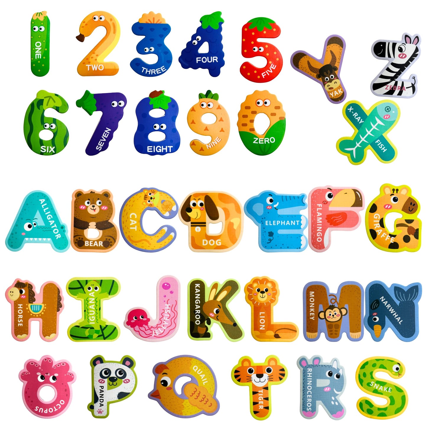 EHR Magnetic Letters & Numbers – Colorful ABC Animal Alphabet Fridge Magnets for Kids (Ages 3-5)
