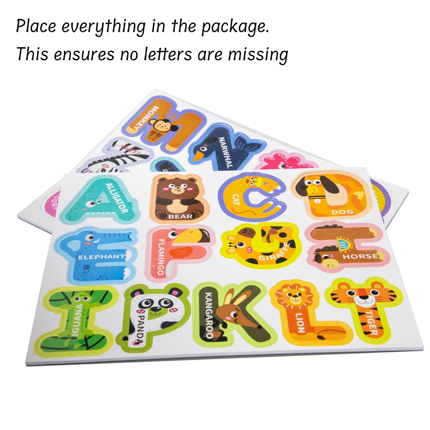 EHR Magnetic Letters – Colorful ABC Animal Alphabet Fridge Magnets for Toddlers (Uppercase Letters)