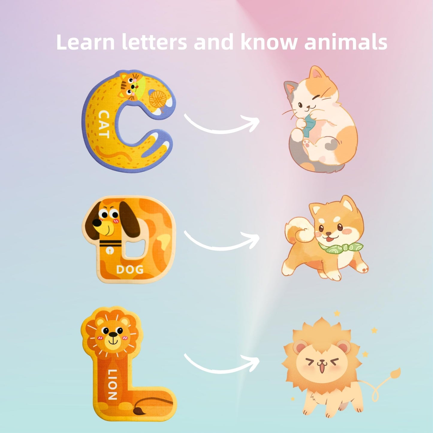 EHR Magnetic Letters – Colorful ABC Animal Alphabet Fridge Magnets for Toddlers (Uppercase Letters)