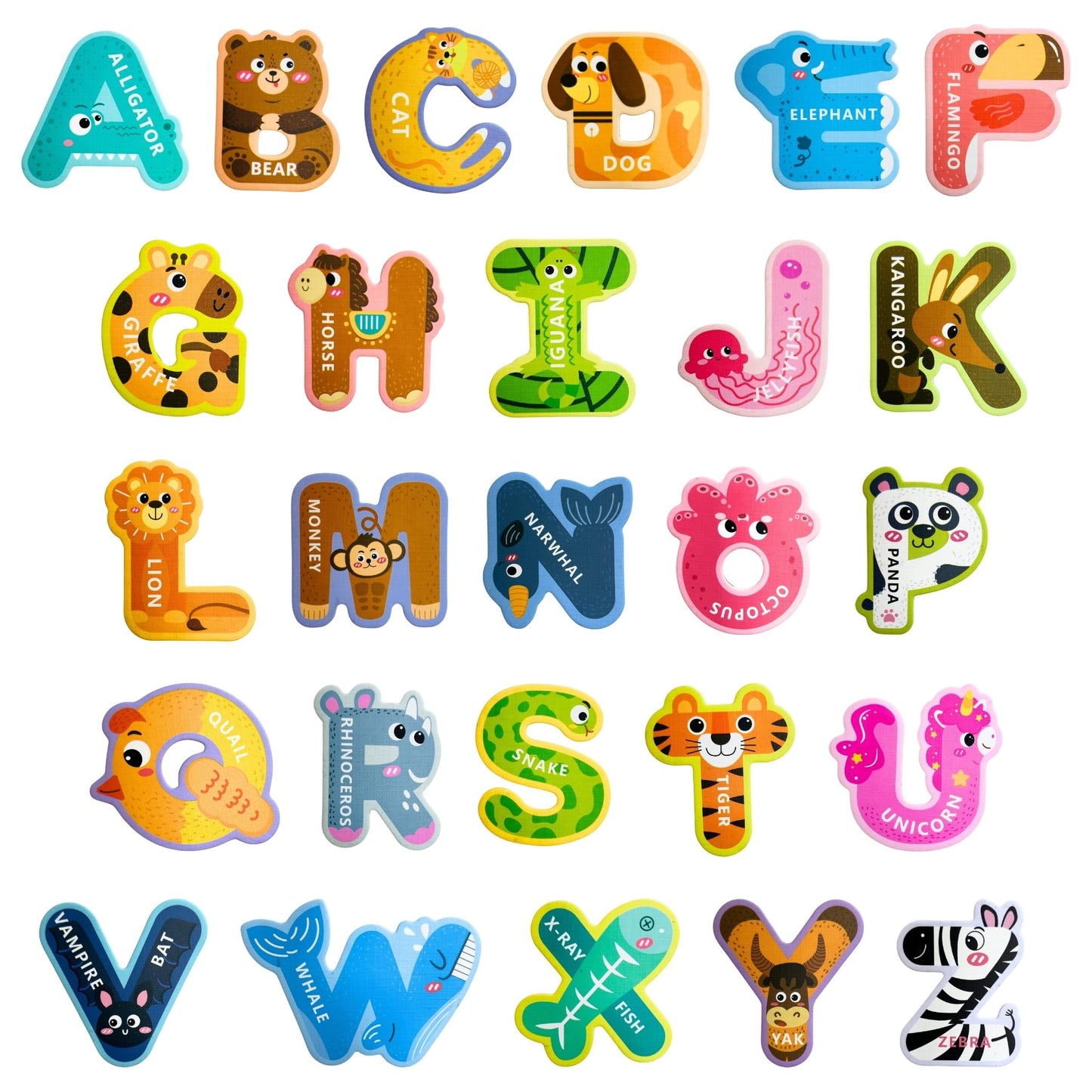 EHR Magnetic Letters – Colorful ABC Animal Alphabet Fridge Magnets for Toddlers (Uppercase Letters)