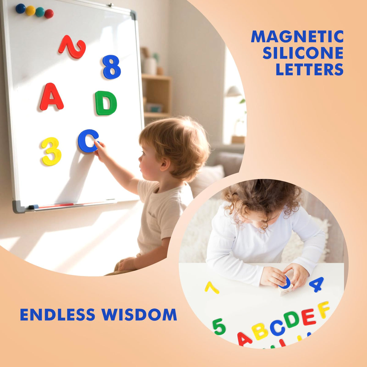 EHR Silicone Alphabet Magnets – 36-Piece Multicolor Letters & Numbers Set for Fridge