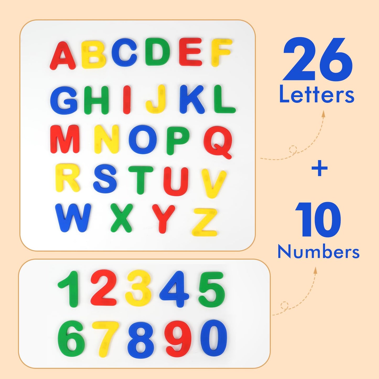 EHR Silicone Alphabet Magnets – 36-Piece Multicolor Letters & Numbers Set for Fridge