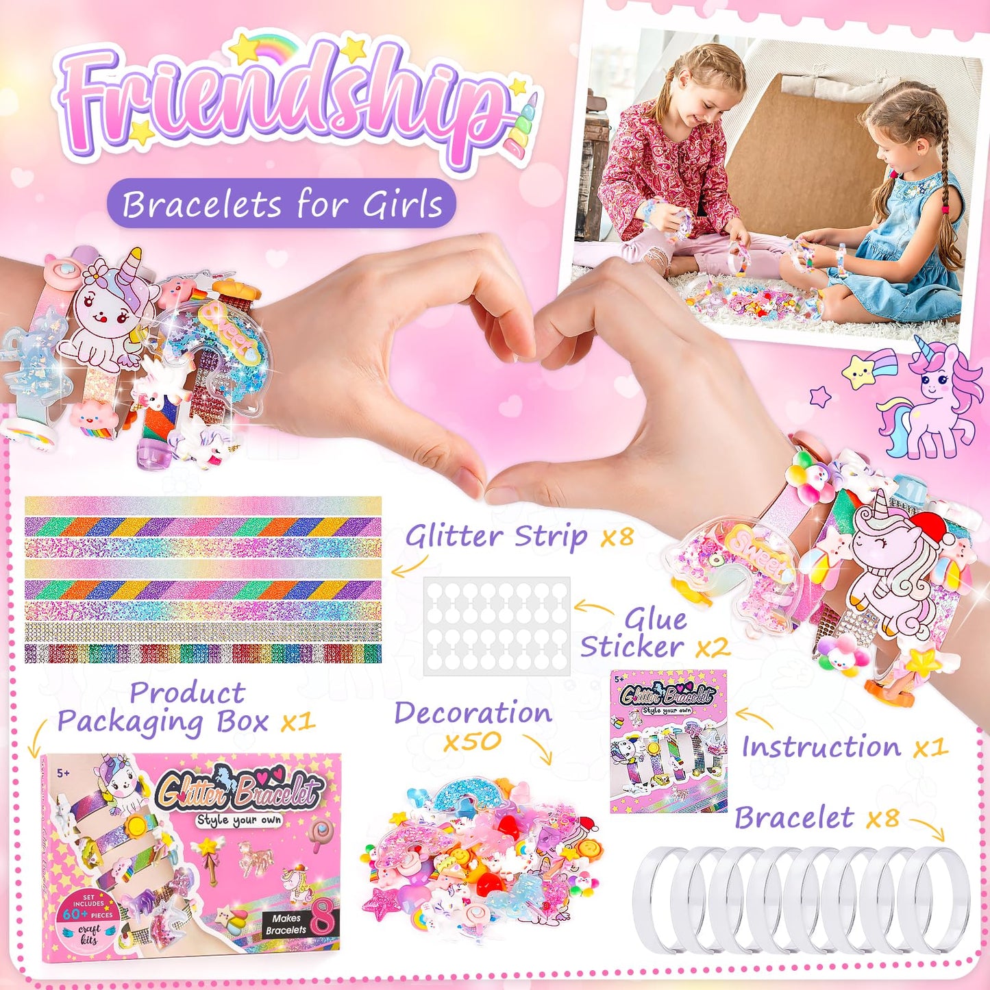 Eichhoo Friendship Bracelet Making Kit for Girls | Unicorn Charm Jewelry Craft Kit for Ages 5-12