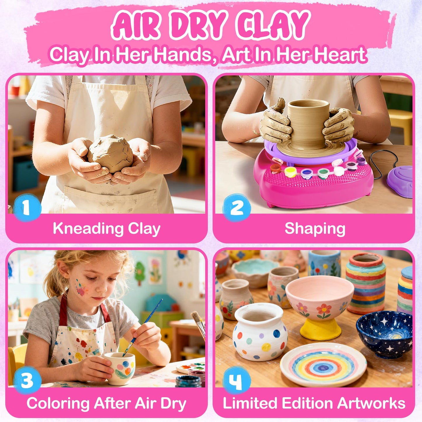 Einailvk Pottery Wheel Kit for Kids | Creative DIY Clay Wheel for Ages 8-12