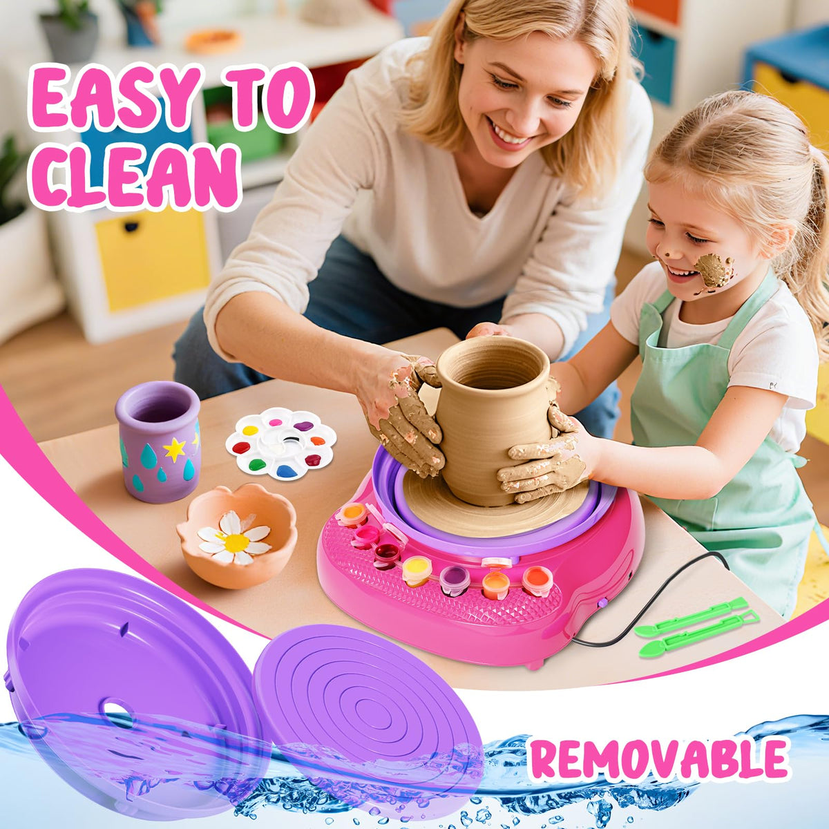 Einailvk Pottery Wheel Kit for Kids | Creative DIY Clay Wheel for Ages 8-12