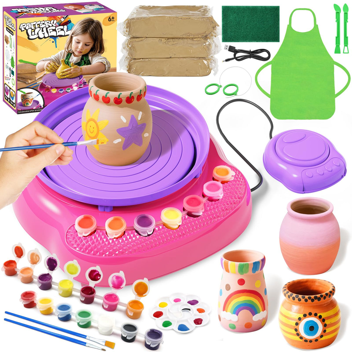 Einailvk Pottery Wheel Kit for Kids | Creative DIY Clay Wheel for Ages 8-12