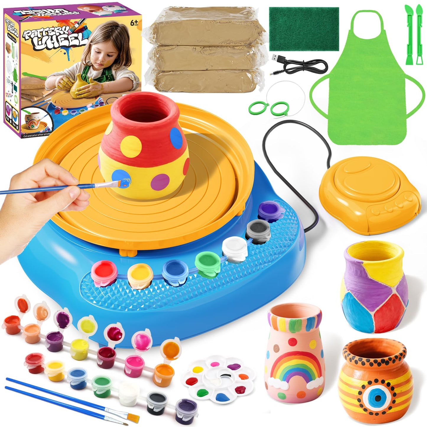 Einailvk Kids Pottery Wheel Kit – All-in-One DIY Clay Studio for Ages 8-12