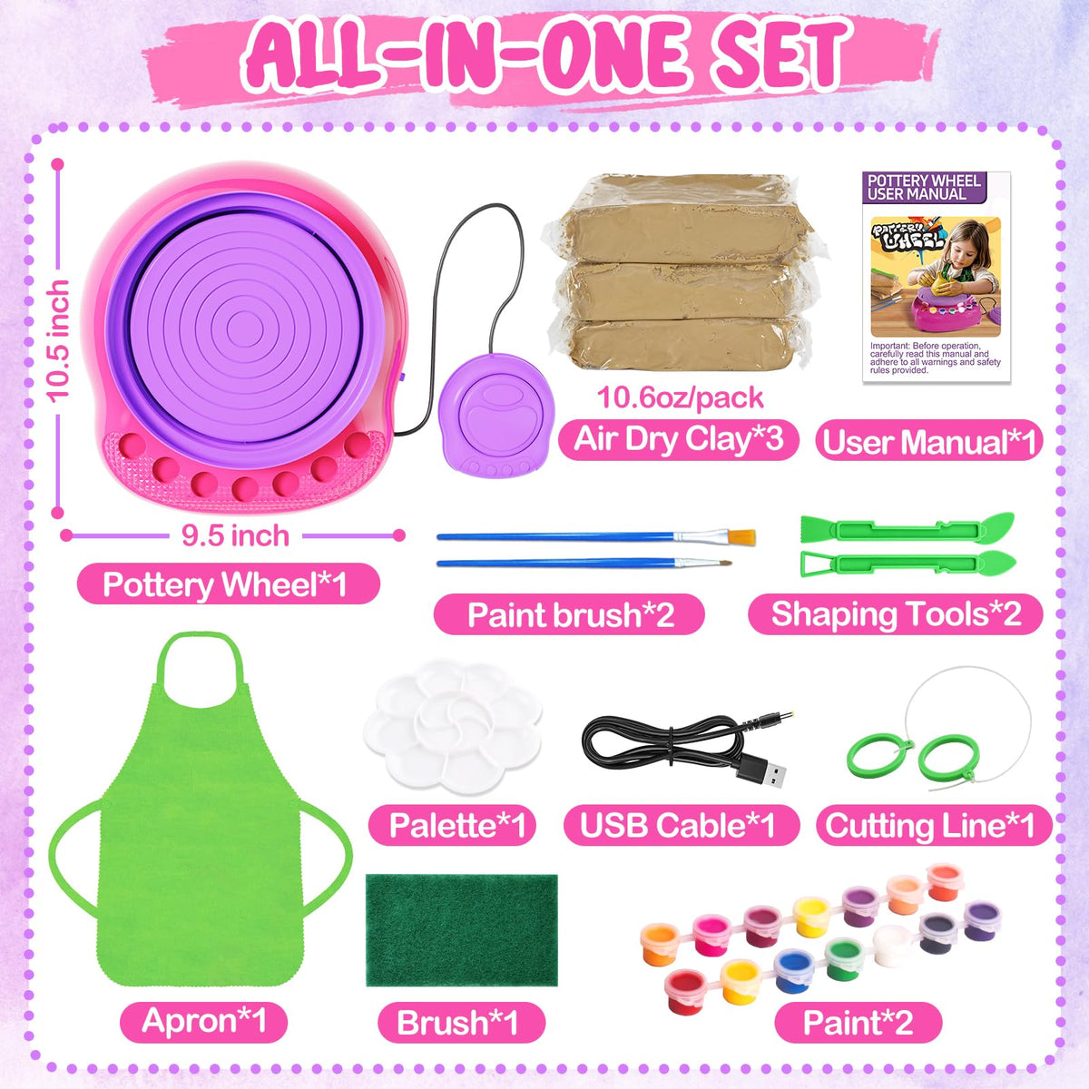 Einailvk Pottery Wheel Kit for Kids | Creative DIY Clay Wheel for Ages 8-12