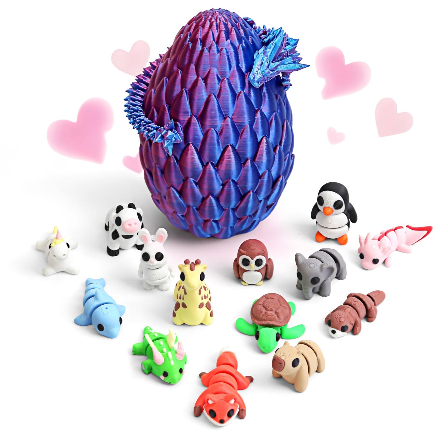 Eisfiel 16Pcs Dragon Egg Set – 3D Printed Mini Animals & Articulated Fidget Toys for Kids