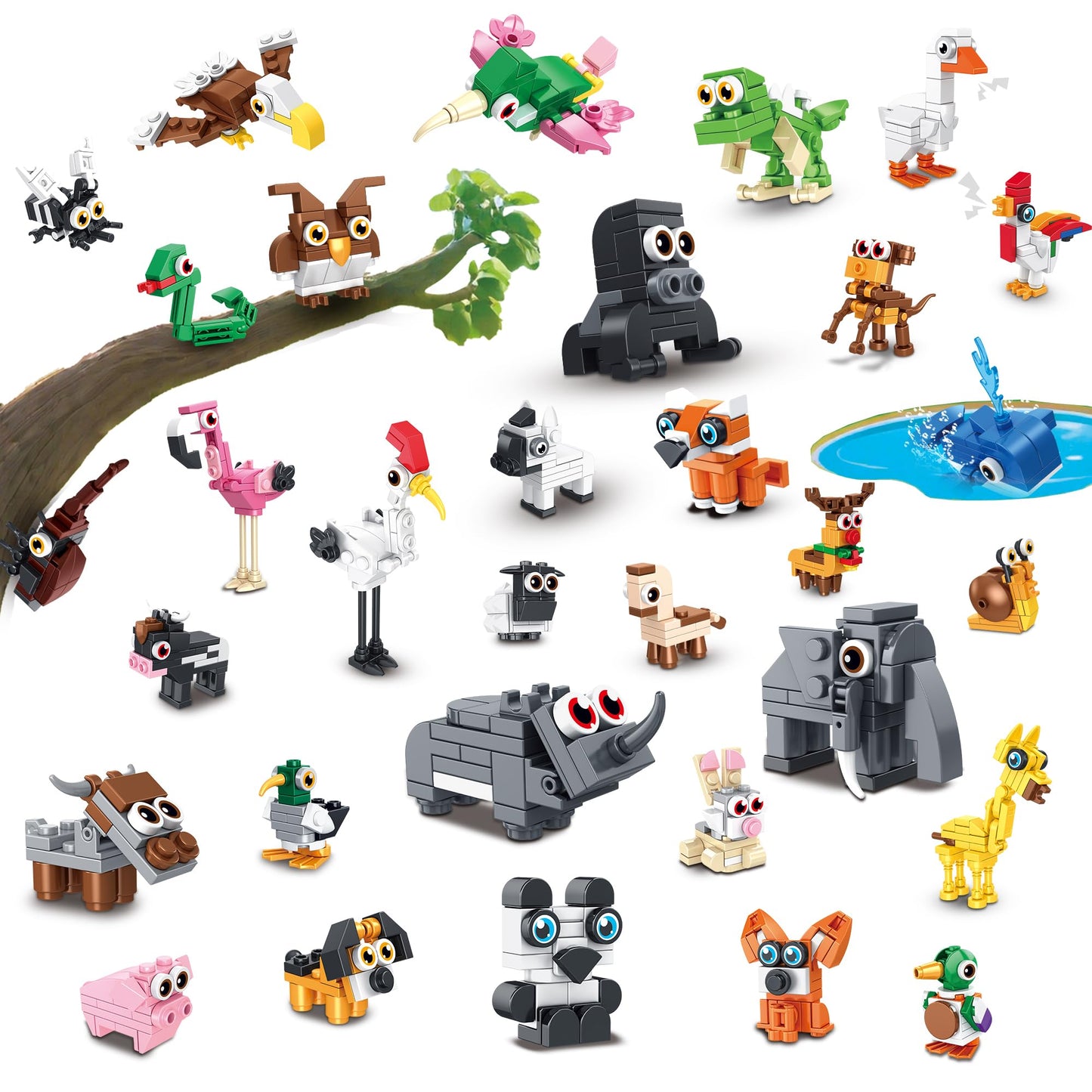 EITOLNR 32-Pack Animal Building Toys – Party Favors, Classroom Prizes & Gift Ideas