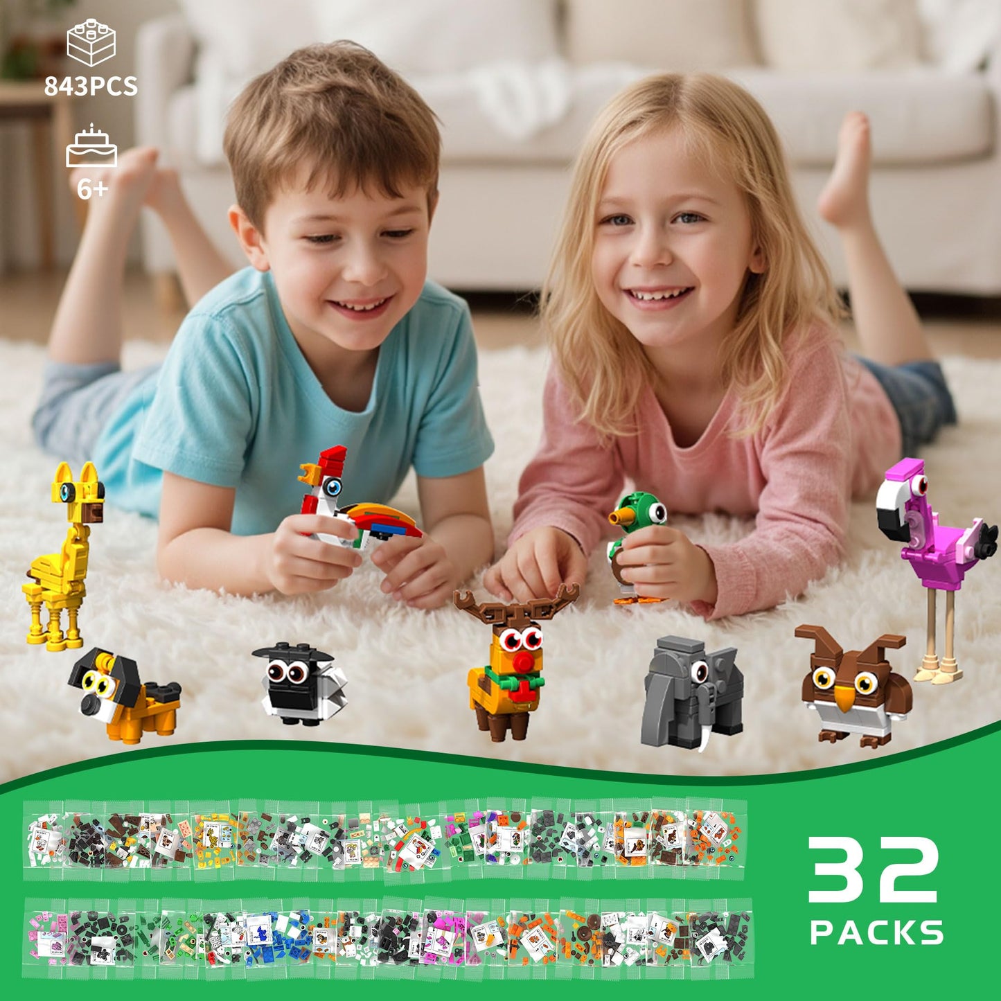 EITOLNR 32-Pack Animal Building Toys – Party Favors, Classroom Prizes & Gift Ideas
