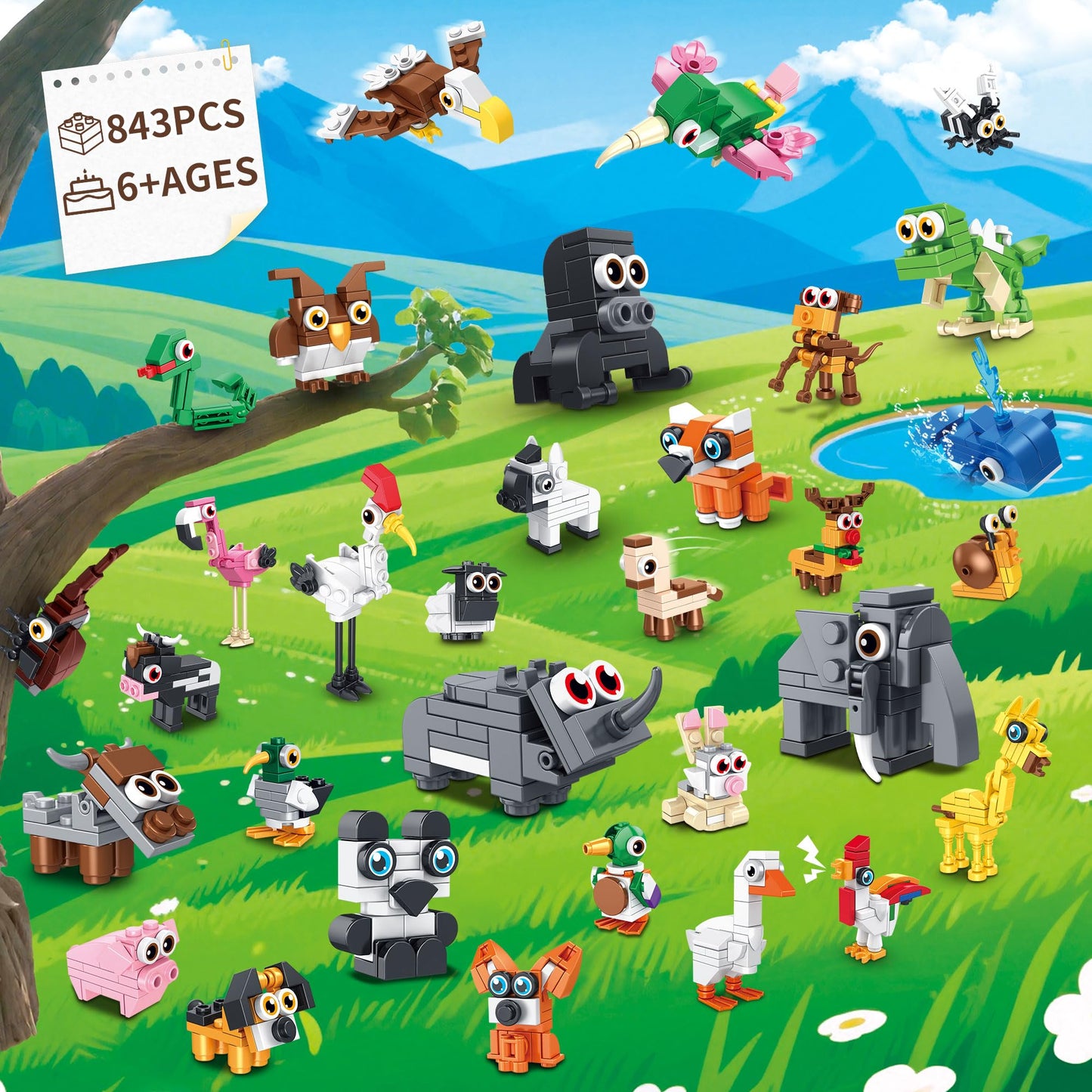 EITOLNR 32-Pack Animal Building Toys – Party Favors, Classroom Prizes & Gift Ideas
