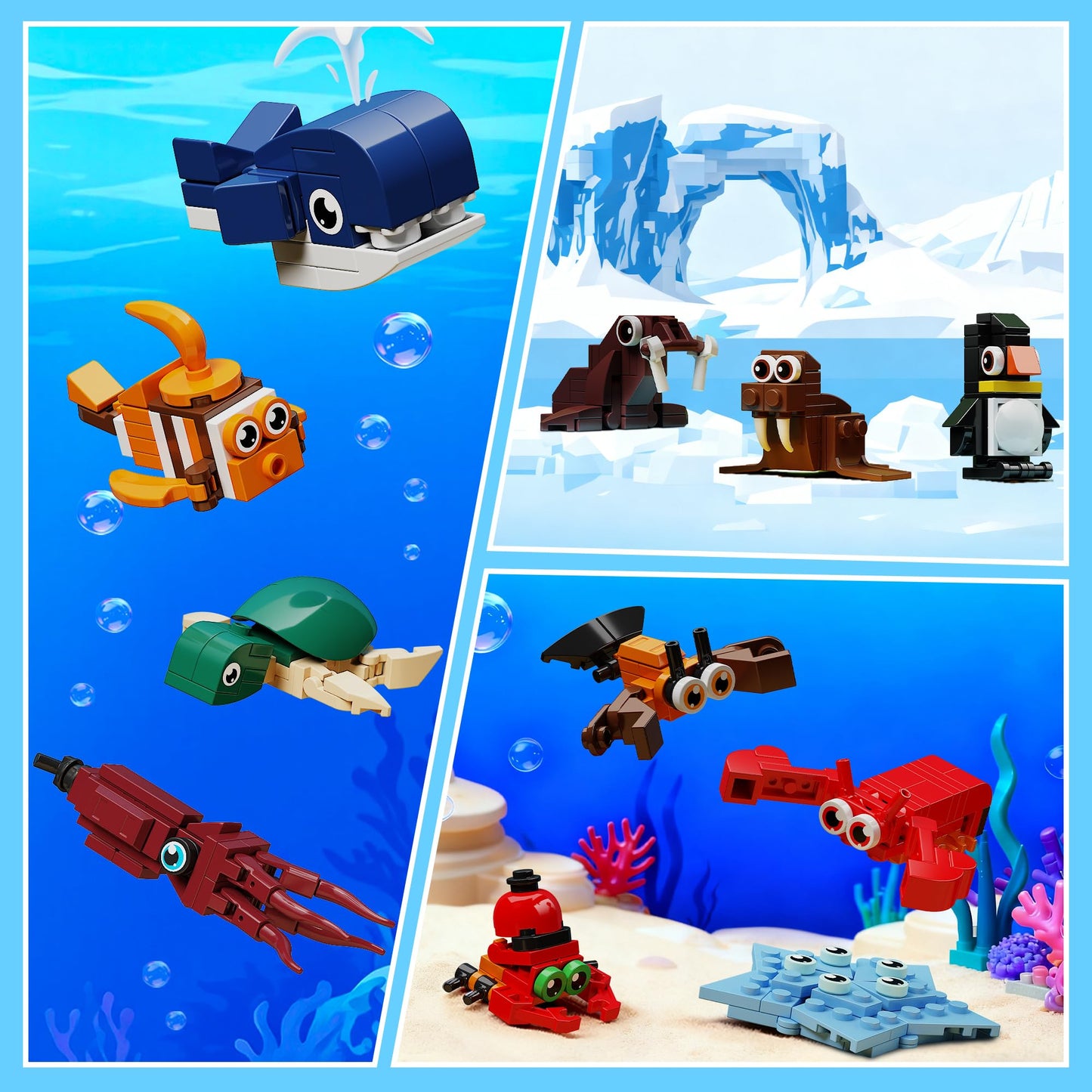 EITOLNR 32 Pack Marine Animals Building Blocks - 846 PCS Educational Toy for Kids 6-12
