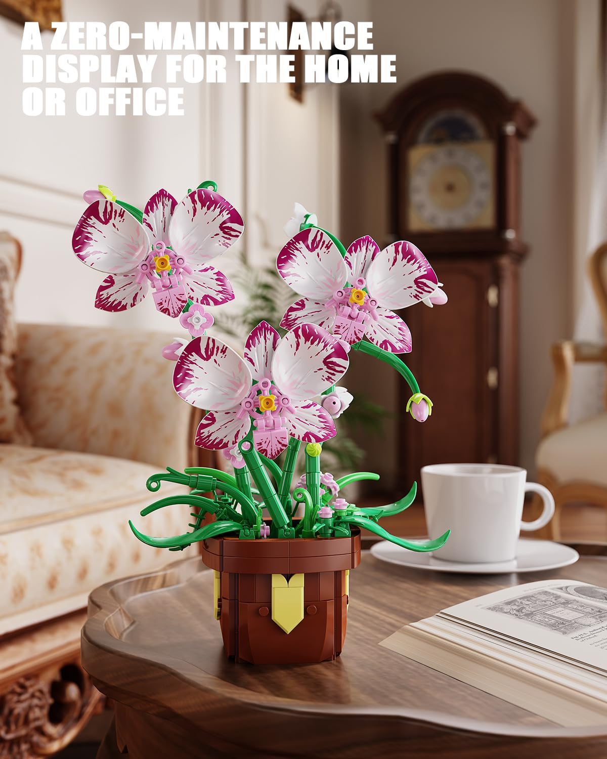 EITOLNR Flowers Botanicals Orchid Building Set – 323-Piece Artificial Orchid Bonsai Blocks