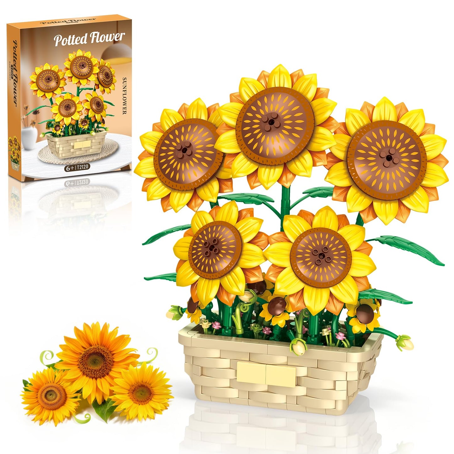 EITOLNR Sunflower Building Set with Vase Flowers – 861-Piece Botanical Collection for Home Decor & Gift (Ages 8+)