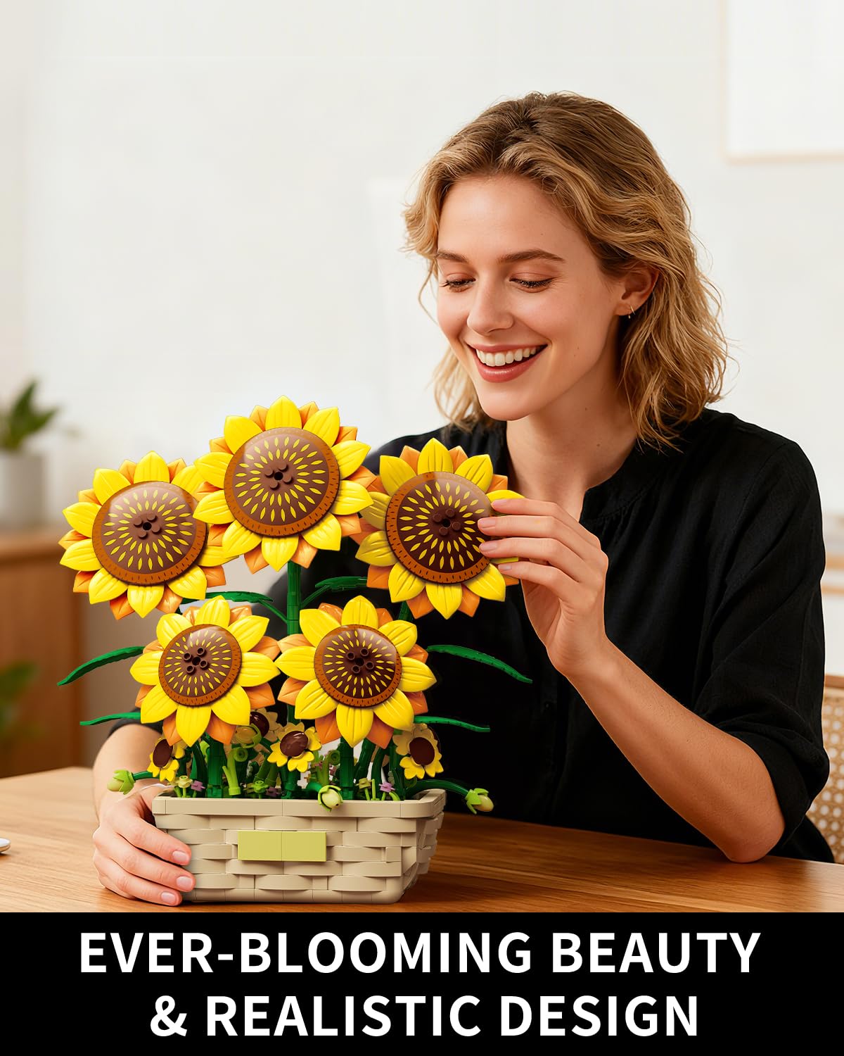 EITOLNR Sunflower Building Set with Vase Flowers – 861-Piece Botanical Collection for Home Decor & Gift (Ages 8+)
