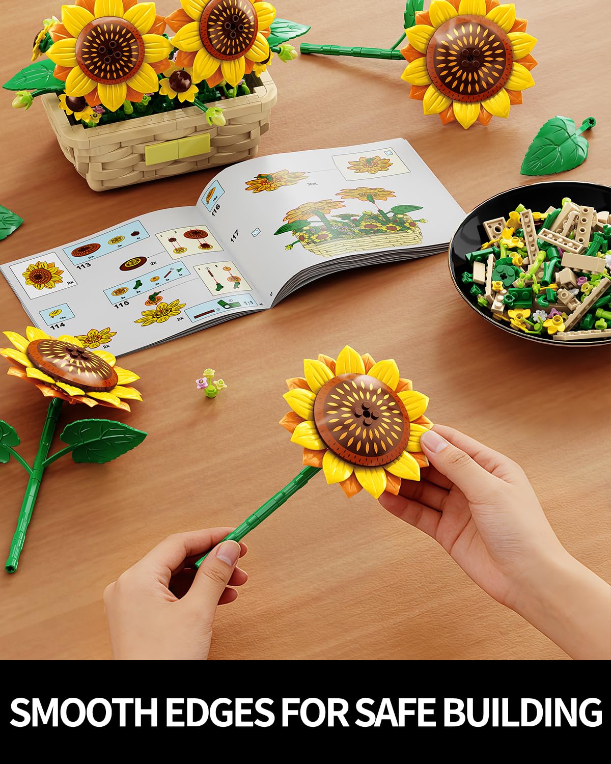 EITOLNR Sunflower Building Set with Vase Flowers – 861-Piece Botanical Collection for Home Decor & Gift (Ages 8+)