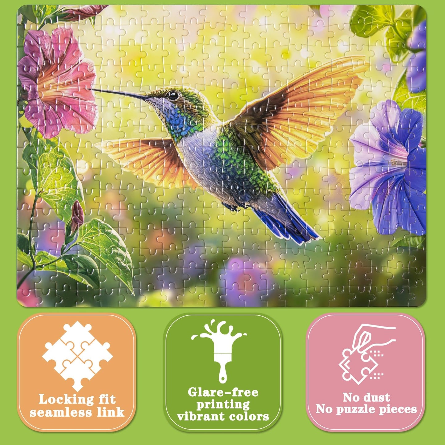 EIYRURU 300-Piece Hummingbird Flowers Puzzle | Large Pieces for Adults & Kids