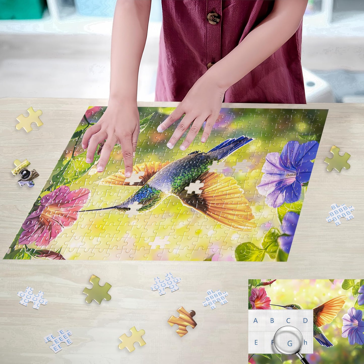 EIYRURU 300-Piece Hummingbird Flowers Puzzle | Large Pieces for Adults & Kids