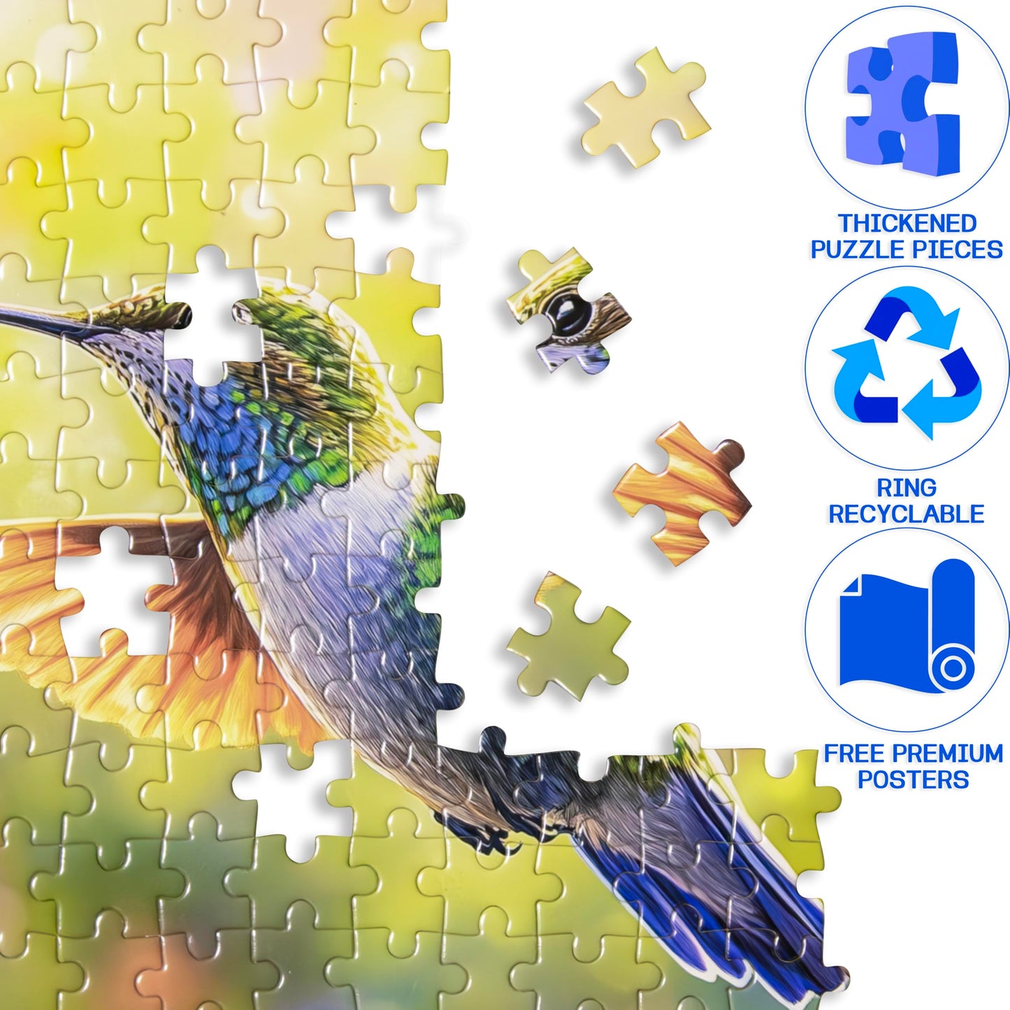 EIYRURU 300-Piece Hummingbird Flowers Puzzle | Large Pieces for Adults & Kids