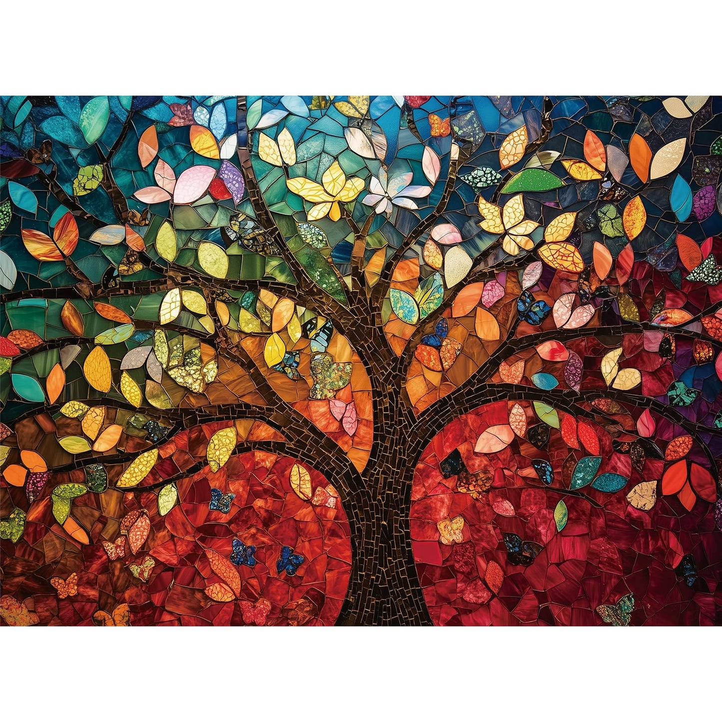 EIYRURU 300-Piece Stained Glass Puzzle – Tree of Life, Large Pieces for Adults & Seniors (20.5 x 15 in)
