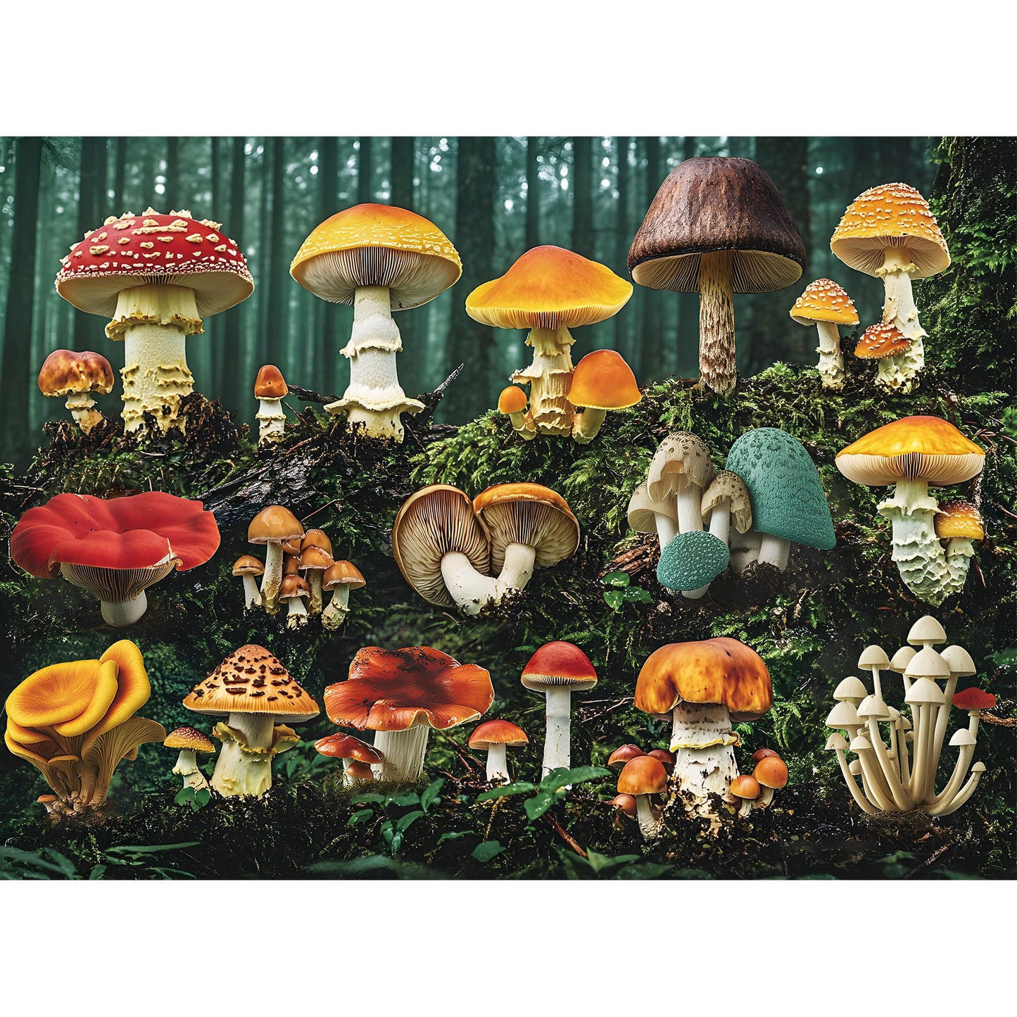 EIYRURU 300-Piece Mushroom Forest Puzzle – Large Pieces, Colorful Botanical Scene, Recycled Cardboard