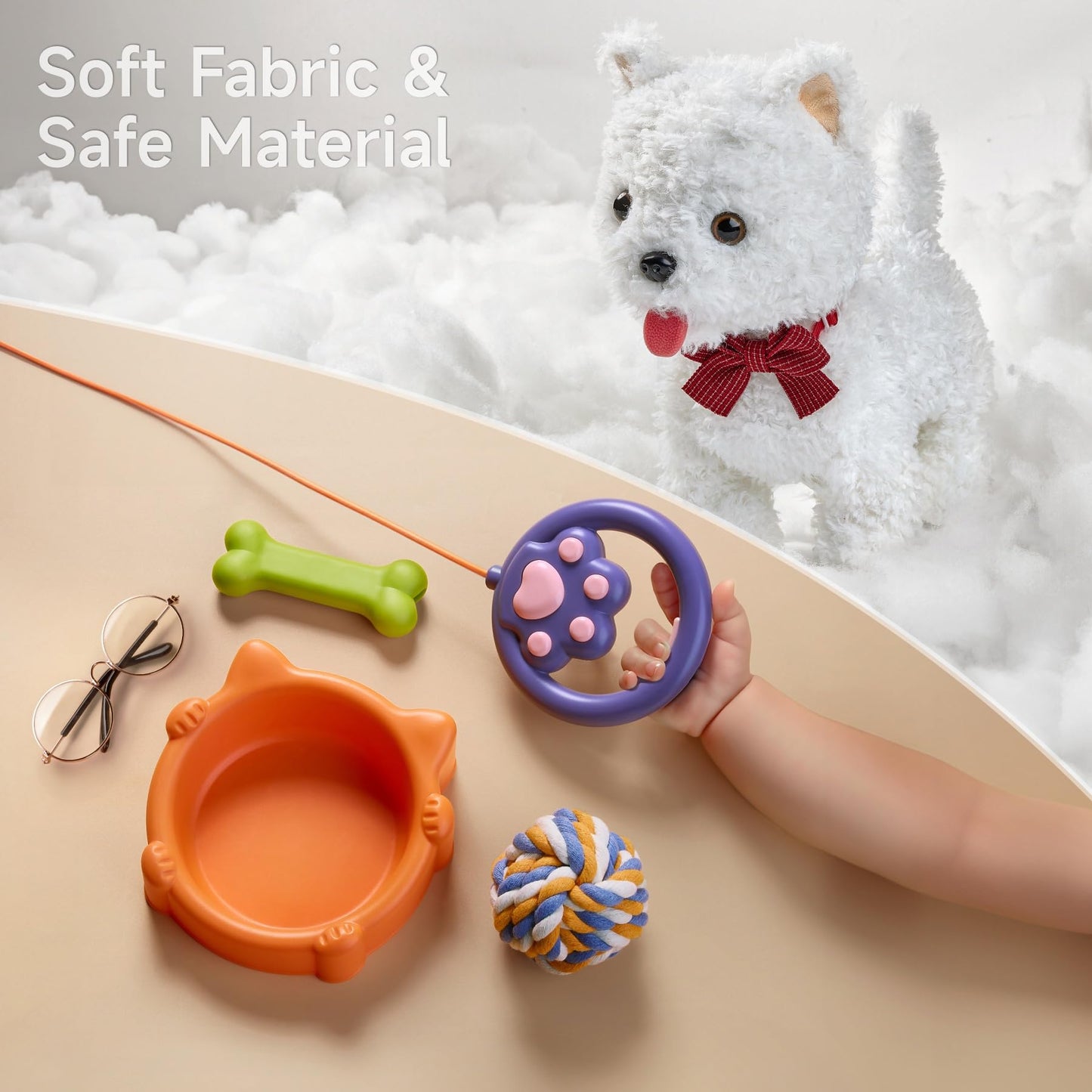 eJog Pup Walking Dog Toy with Leash • Remote Control Interactive Plush Puppy for Kids 3+