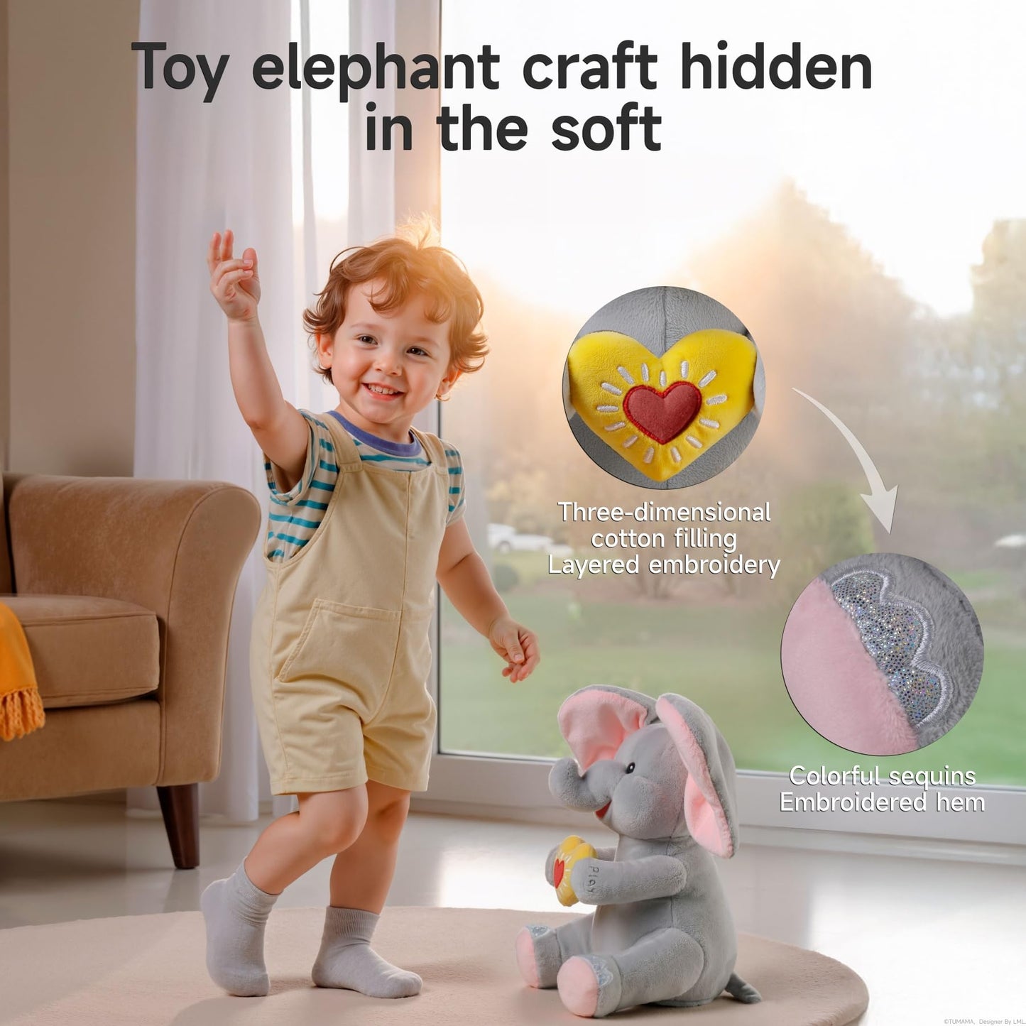 eJog Pup Peek-a-Boo Elephant Toy – Interactive Singing Plush for Babies & Toddlers