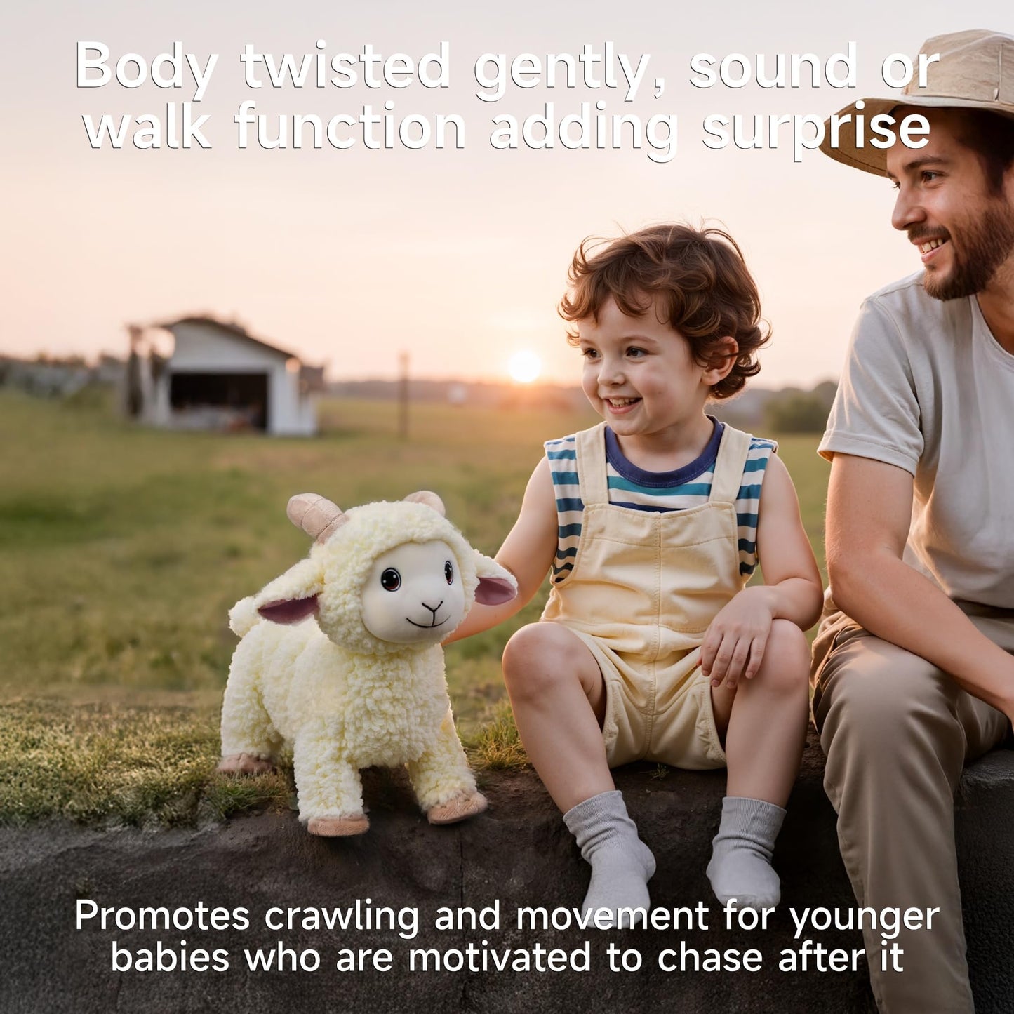 eJog Pup: Interactive Singing Walking Lamb Plush Toy with Leash