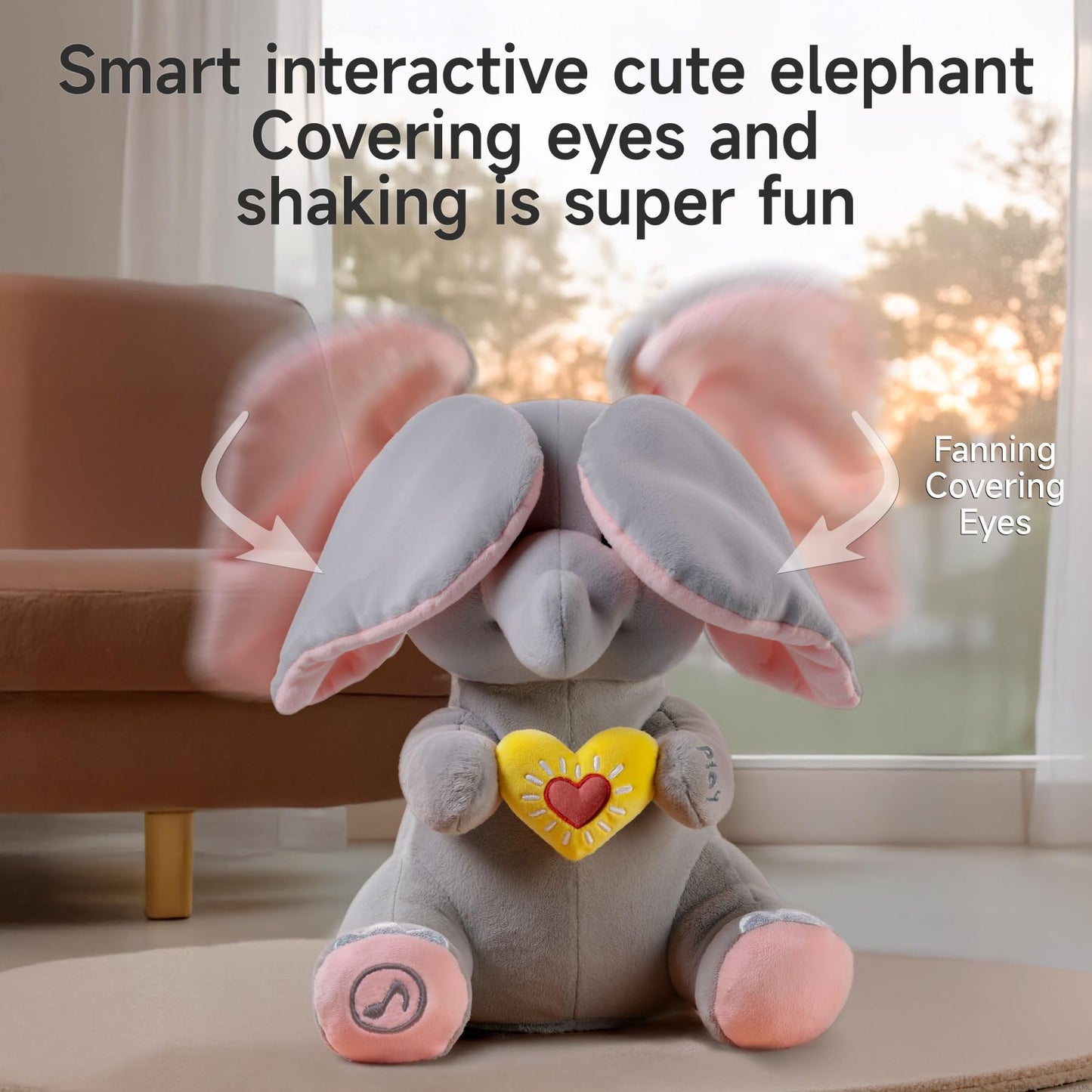 eJog Pup Peek-a-Boo Elephant Toy – Interactive Singing Plush for Babies & Toddlers