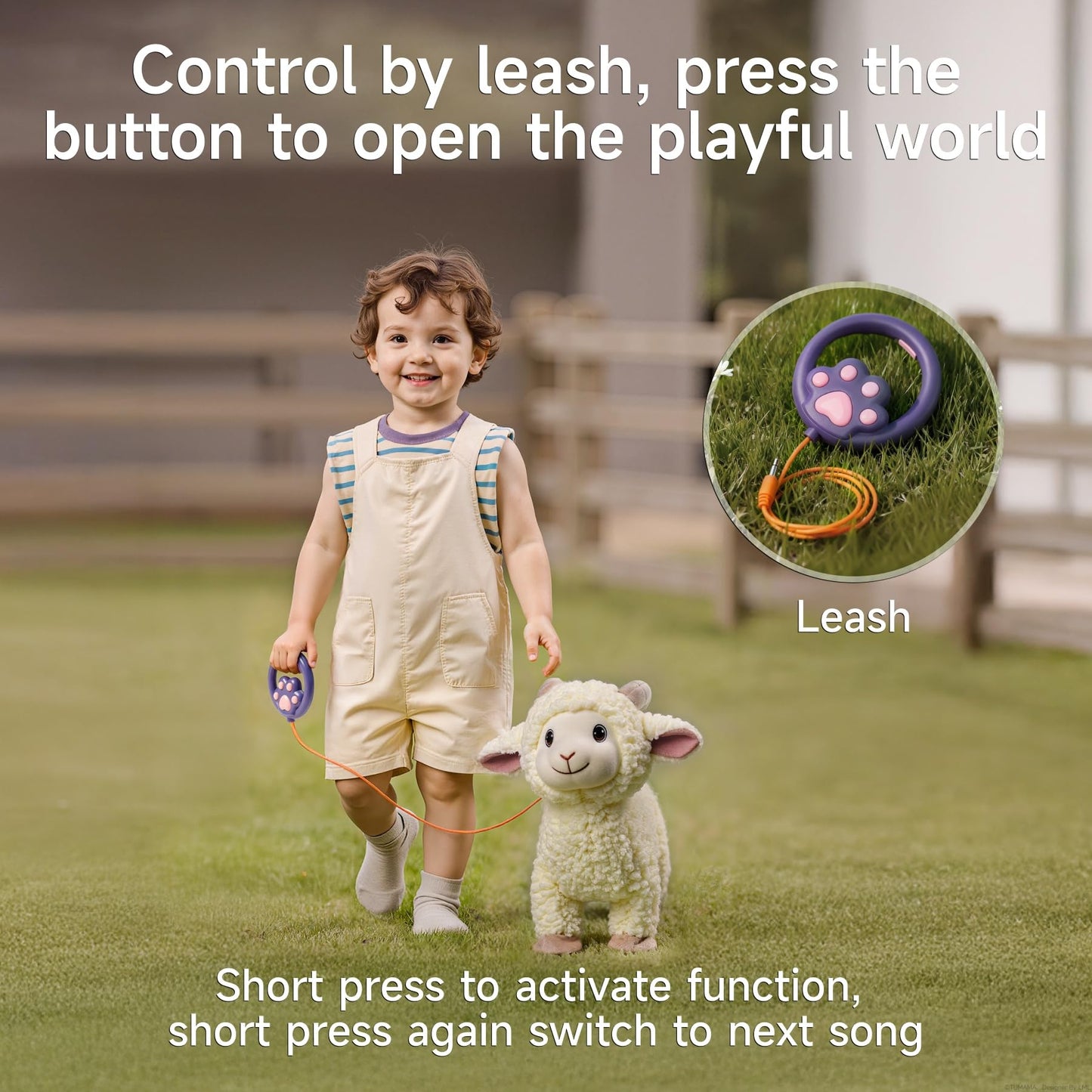 eJog Pup: Interactive Singing Walking Lamb Plush Toy with Leash