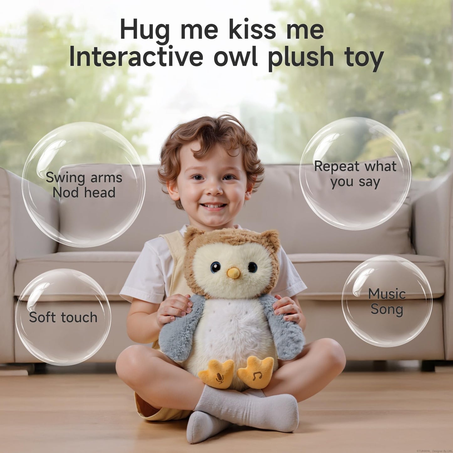 eJog Pup Owl Plush Toy – Interactive Sounds & Recording