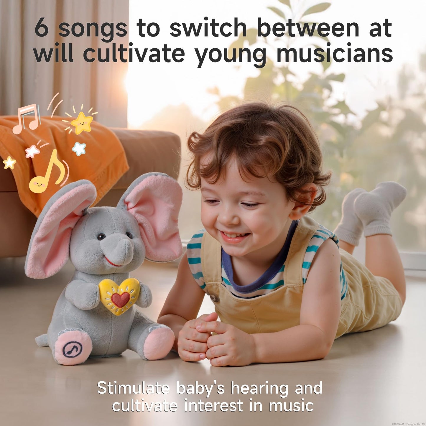 eJog Pup Peek-a-Boo Elephant Toy – Interactive Singing Plush for Babies & Toddlers