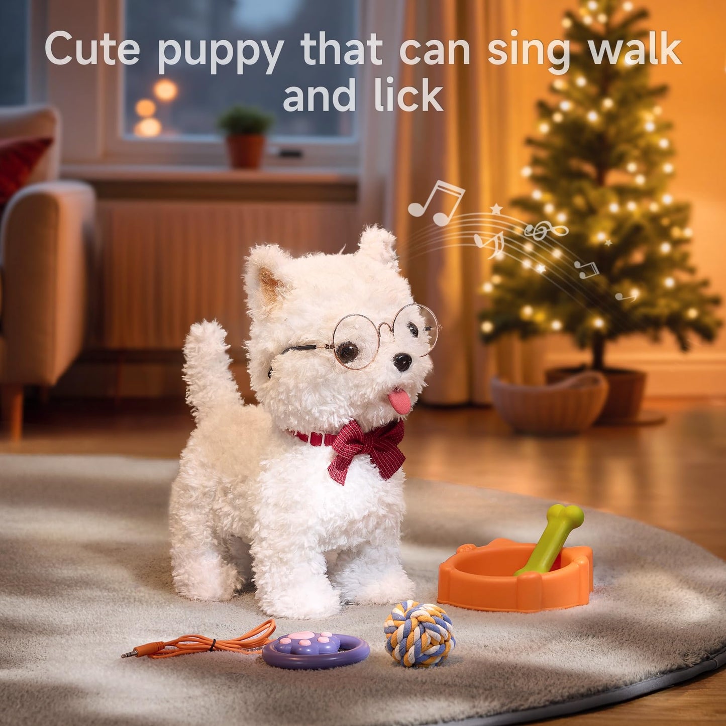 eJog Pup Walking Dog Toy with Leash • Remote Control Interactive Plush Puppy for Kids 3+