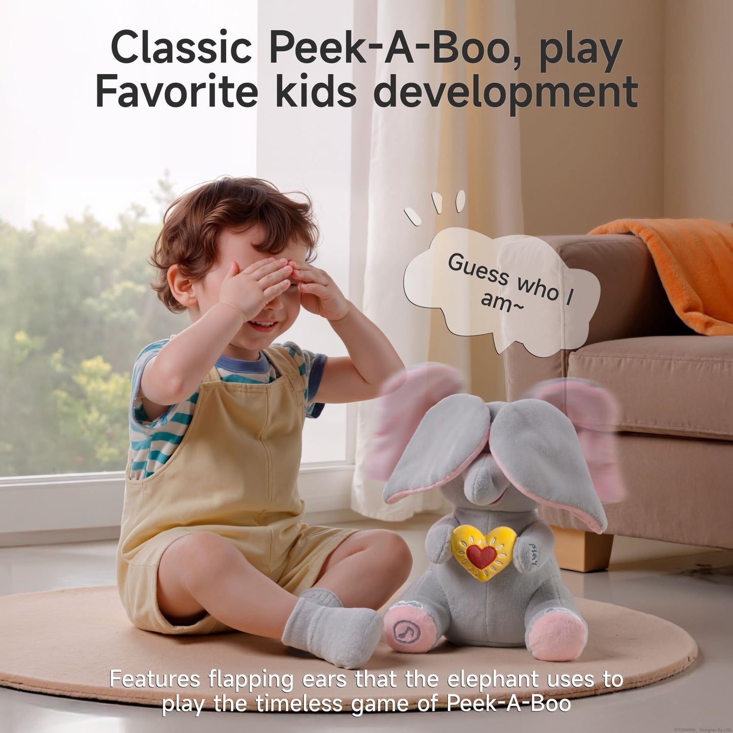 eJog Pup Peek-a-Boo Elephant Toy – Interactive Singing Plush for Babies & Toddlers