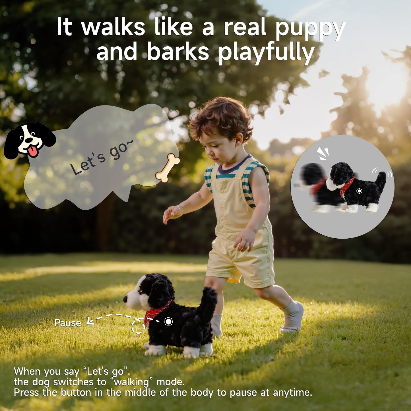 eJog Pup Electronic Interactive Plush Dog Toy – Walking, Talking, Barking Robot Puppy