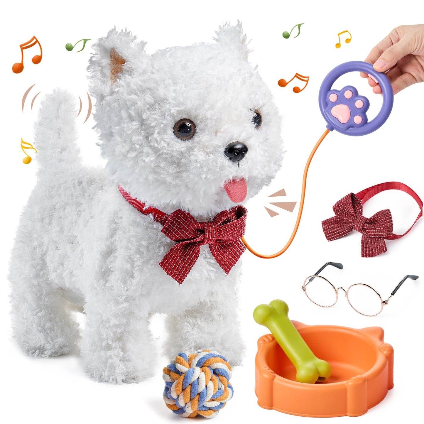 eJog Pup Walking Dog Toy with Leash • Remote Control Interactive Plush Puppy for Kids 3+